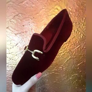 NWT Zara Velvet Burgundy Loafers